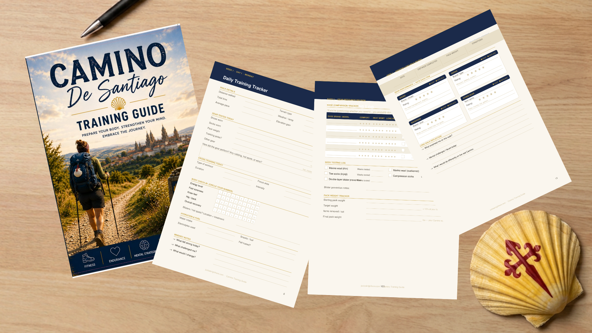 Camino de Santiago Training Guide — 12-Week Workbook & Gear Tracker (Digital Download PDF)